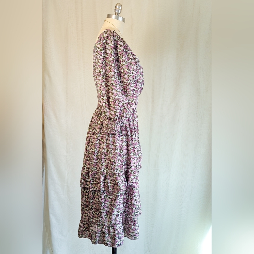 Ivy City Co. "Olivia" Floral Purple Ruffle Smocked Dress - Picture 4 of 9